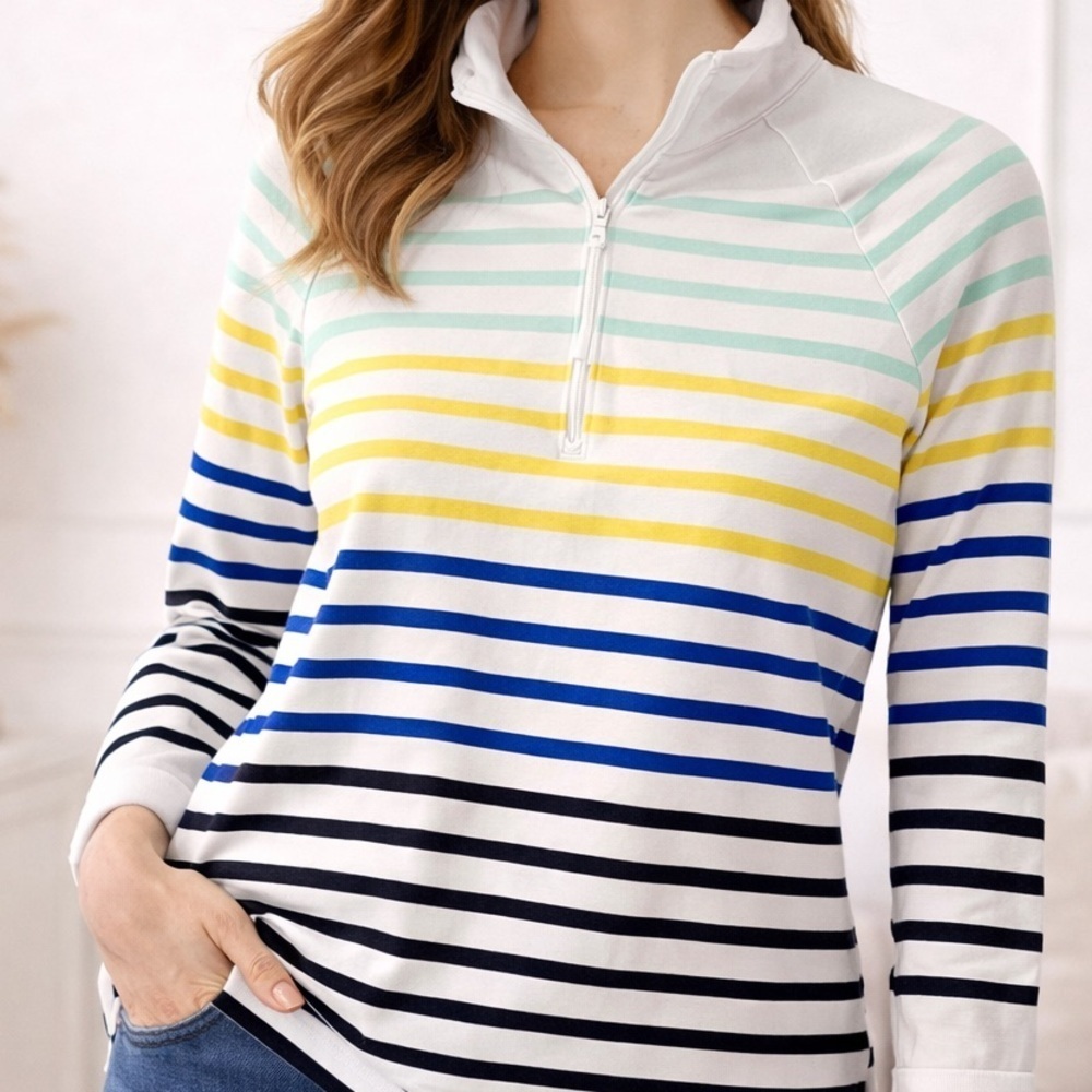 Talbots Women's Multicolor Striped Long Sleeve Coastal Top